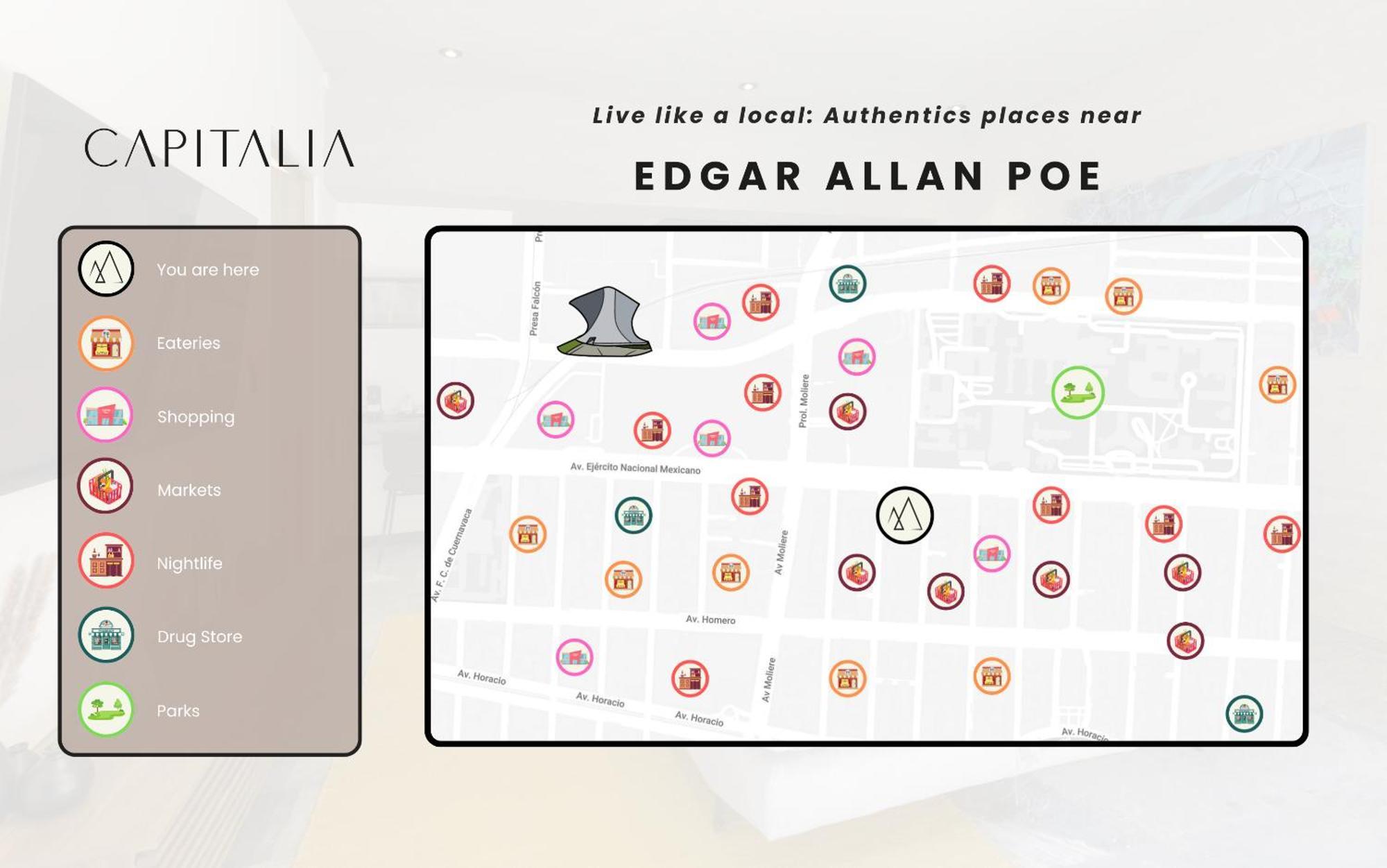 Capitalia - Luxury Apartments - Edgar Allan Poe Kota Meksiko Bagian luar foto